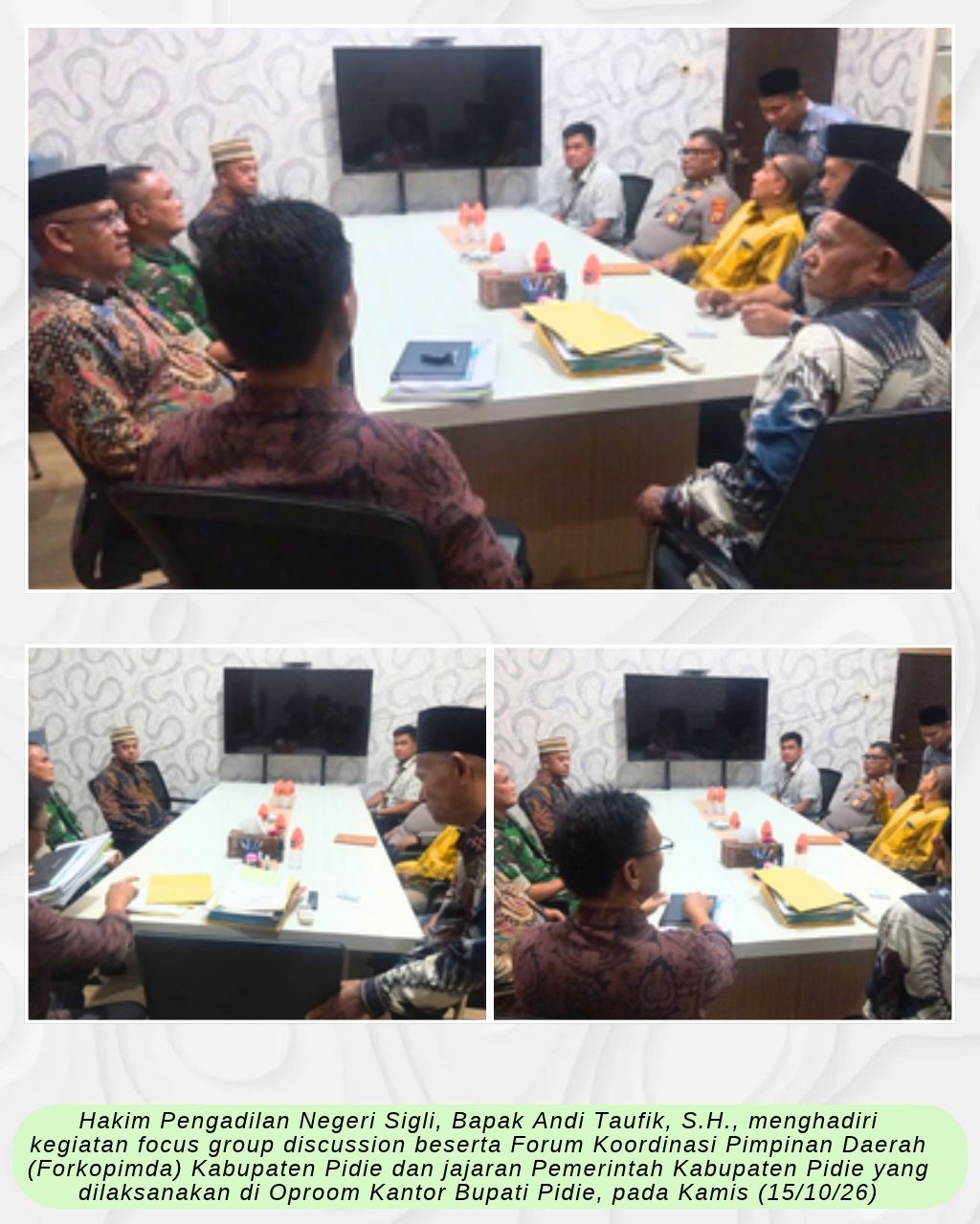 PEMBUKAAN FOCUS GROUP DISCUSSION (FGD) DALAM RANGKA FINALISASI PROPOSAL ALIH BENTUK (PENGGABUNGAN) DAN ALIH STATUS (PENEGERIAN) PERGURUAN TINGGI ISLAM AL-HILAL SIGLI MENJADI INSTITUT AGAMA ISLAM NEGERI AL-HILAL SIGLI